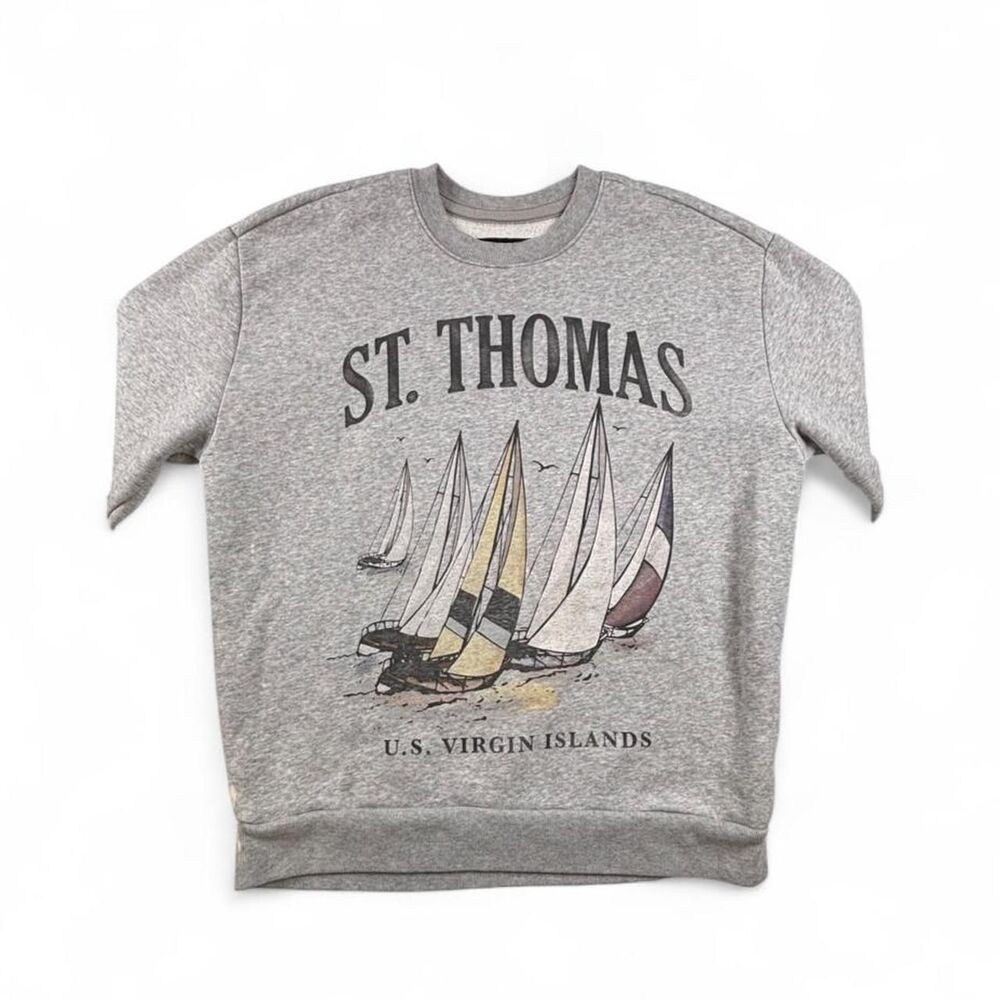 Hollister St. Thomas Virgin Islands Sailboat Sweatshirt Gray Women's Large - Picture 2 of 8